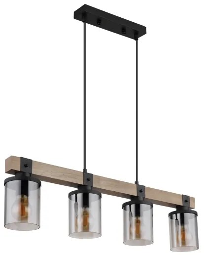 Brilagi - Lustră suspendată pe cablu VISTA 4xE27/60W/230V stejar