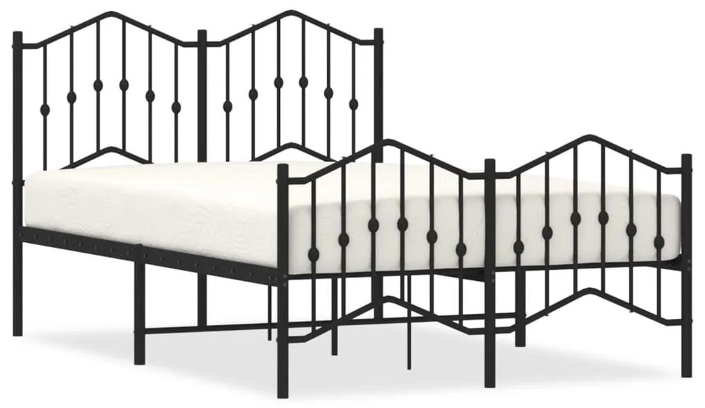 373805 vidaXL Cadru pat metalic cu tăblie de cap/picioare , negru, 120x200 cm