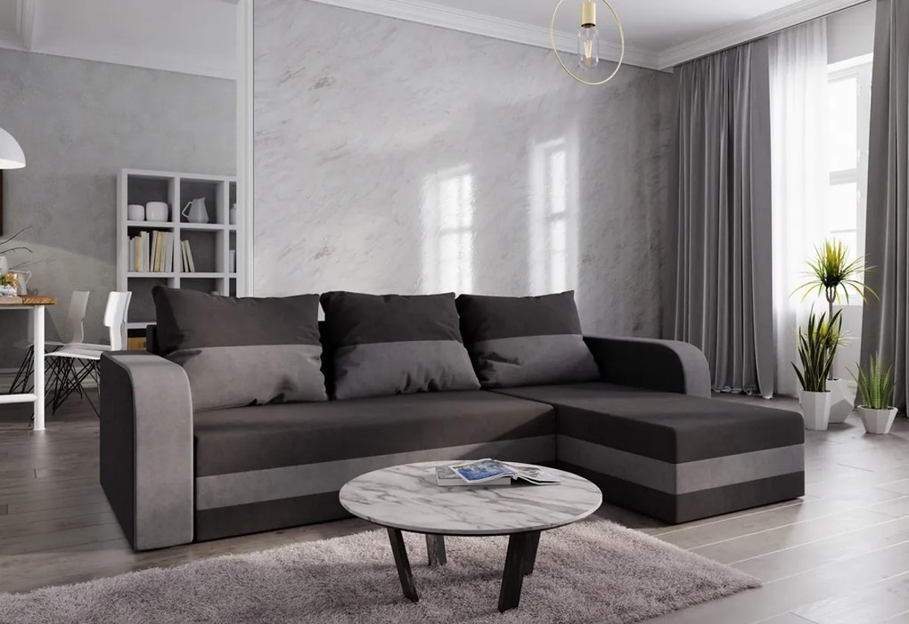 Expedo Colțar extensibil WELTA, 242x85x144, negru/gri, microfibră15/27