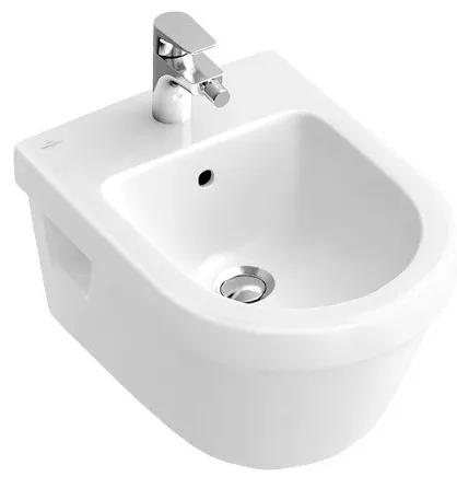 Pachet vas WC rimless suspendat + bideu suspendat, Villeroy&amp;Boch Architectura, cu capac WC inchidere lenta, 5684HR01+54840001