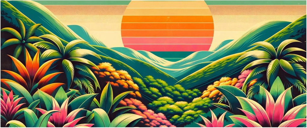 Tablou - Apus de soare multicolor (120x50 cm)