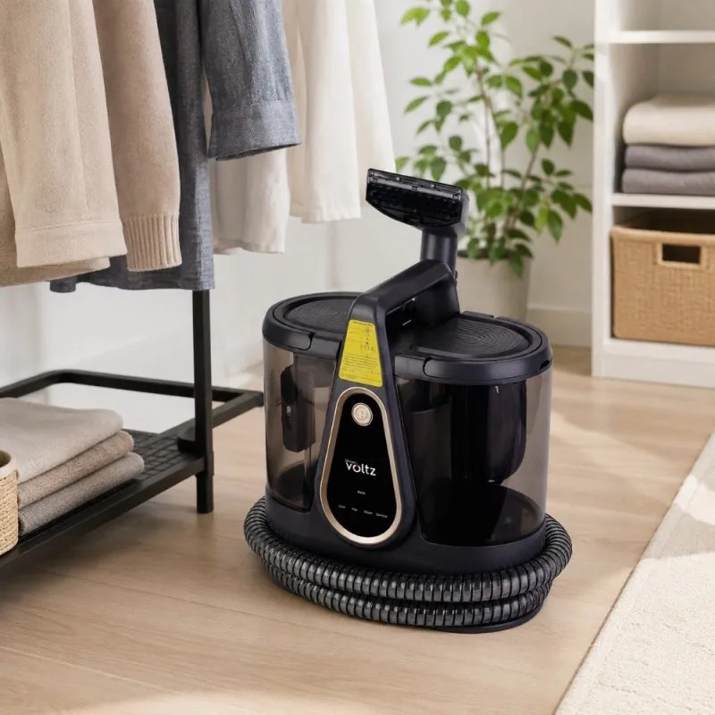 Aspirator pentru curatarea covoarelor si tapiteriei Oliver Voltz OV51006A, 1750 W, 18 kPa, 1 l, Ecran tactil, Dezinfectare cu abur, Accesorii, Negru