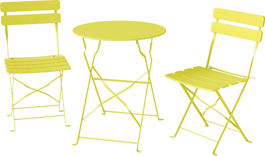 Outsunny Set Bistro, Masă și Scaune Pliabile pentru 2, Grădină, Galben. | Aosom Romania