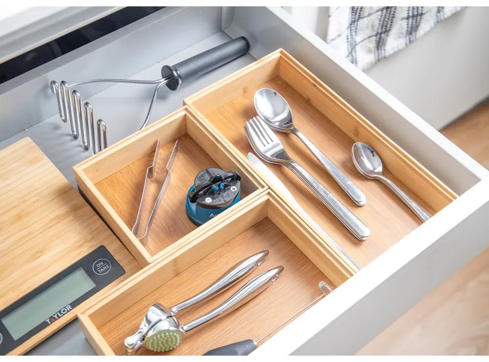 Organizatoare de sertare din bambus în set de 3 Copco - Kitchen Craft