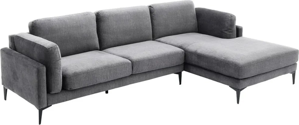 Coltar cu sezlong dreapta, Catifea gri inchis, MANHATTAN 295cm