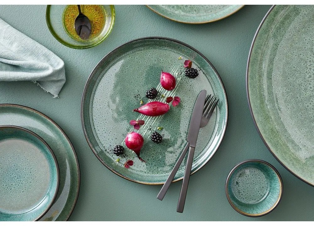 Farfurie verde/neagră pentru desert din gresie ø 21 cm Gastro Green/Black – Bitz