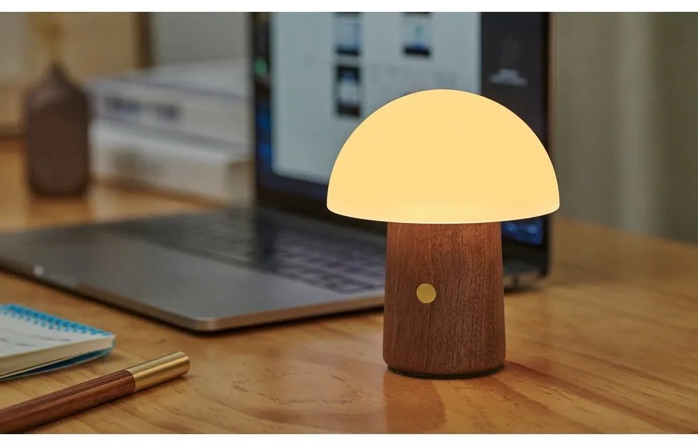 Veioză albă/în culoare naturală închisă LED (înălțime 12,5 cm) Alice Mushroom – Gingko