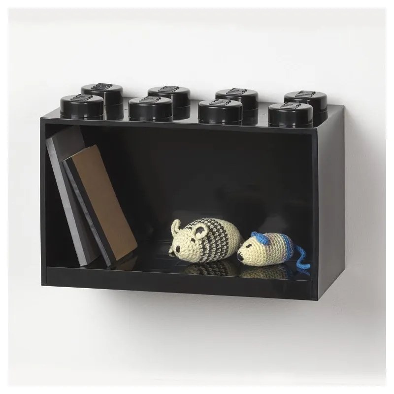 Raft de perete pentru copii LEGO® Brick 8, negru