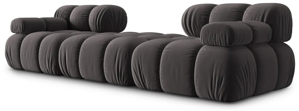 Canapea modulara 3 locuri, Bellis, Micadoni Home, BL, 188x188x70 cm, catifea, gri inchis