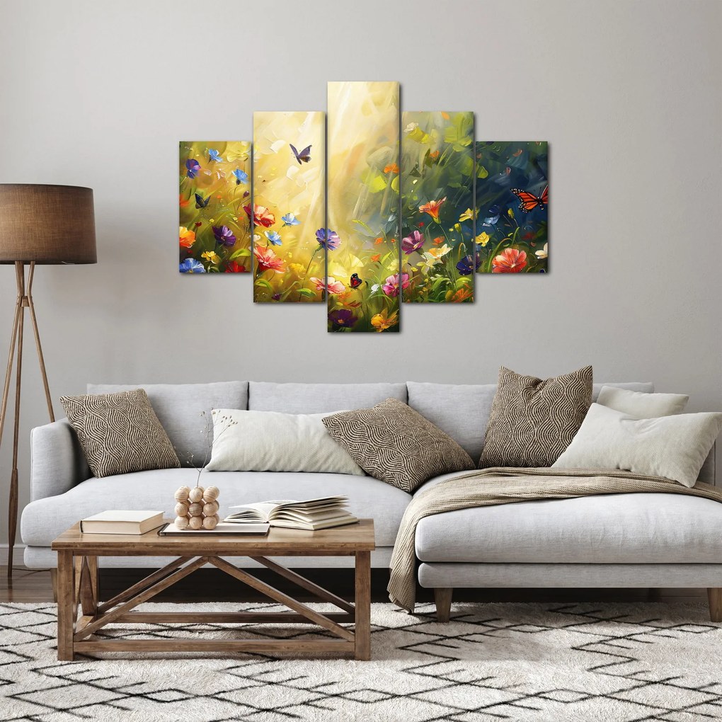 Tablou - Pajiște cu flori de primăvară, pictură (150x105 cm)