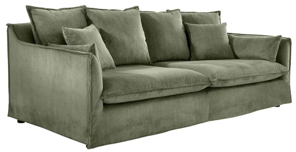 Canapea confortabila Heaven 200cm, catifea raiata verde