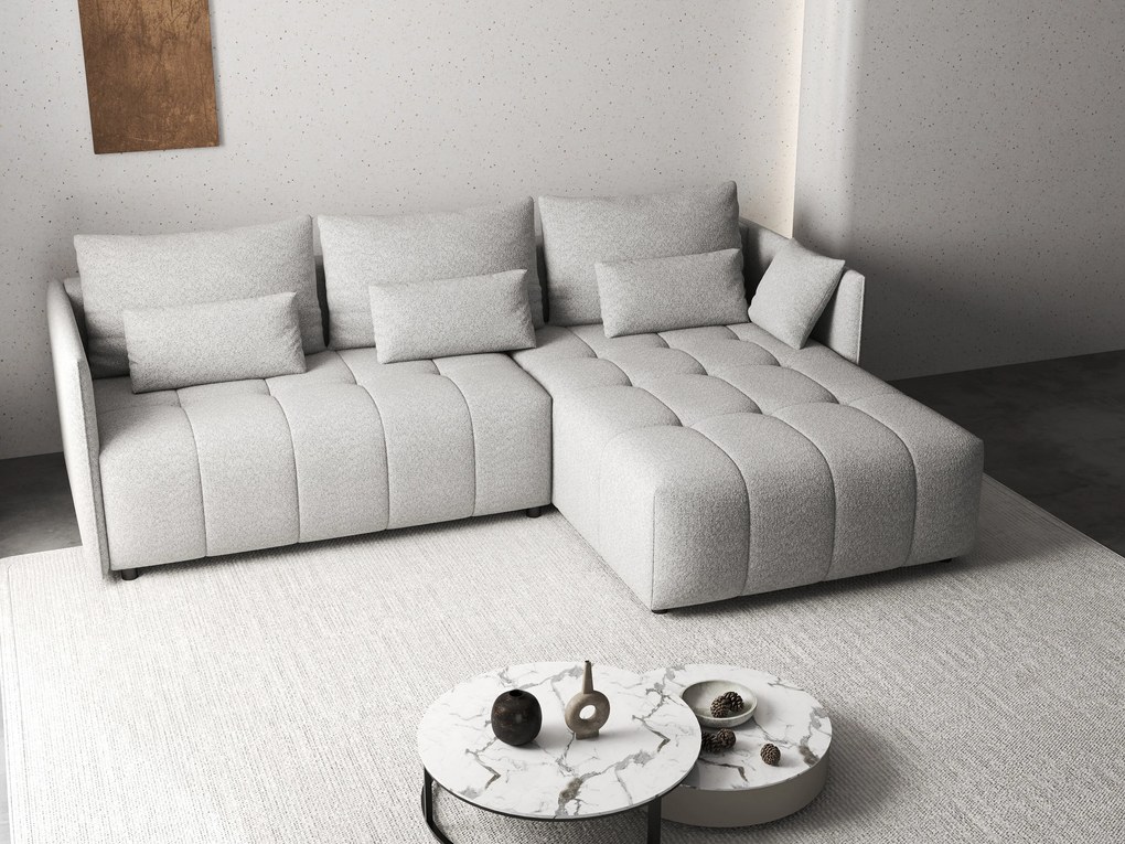 Colțar extensibil dumonde cu ladă de depozitare si sezut confortabil din spuma high-density, Malta Euphoria Dove 235x185 cm