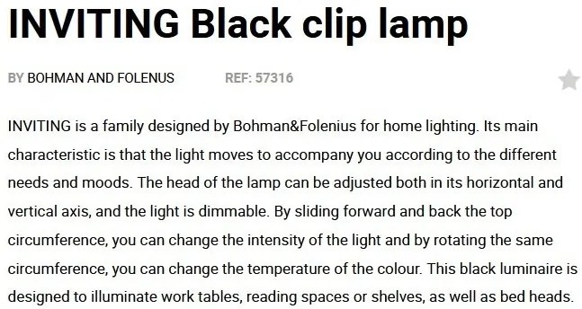 Veioza LED dimabila / Lampa de birou cu clips design ultra-modern INVITING neagra