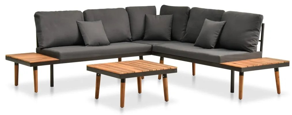 vidaXL Set mobilier de grădină cu perne, 4 piese, lemn masiv de acacia