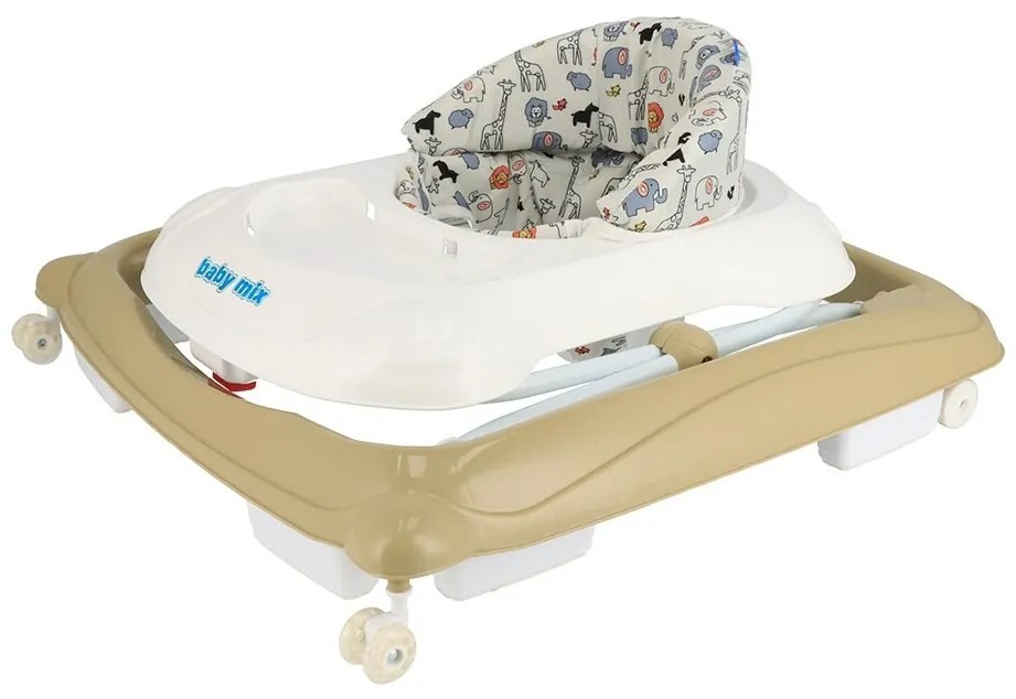 Baby Mix Walker pentru copii cu volan și roți dinsilicon maro deschis, 50 x 44 x 50 cm