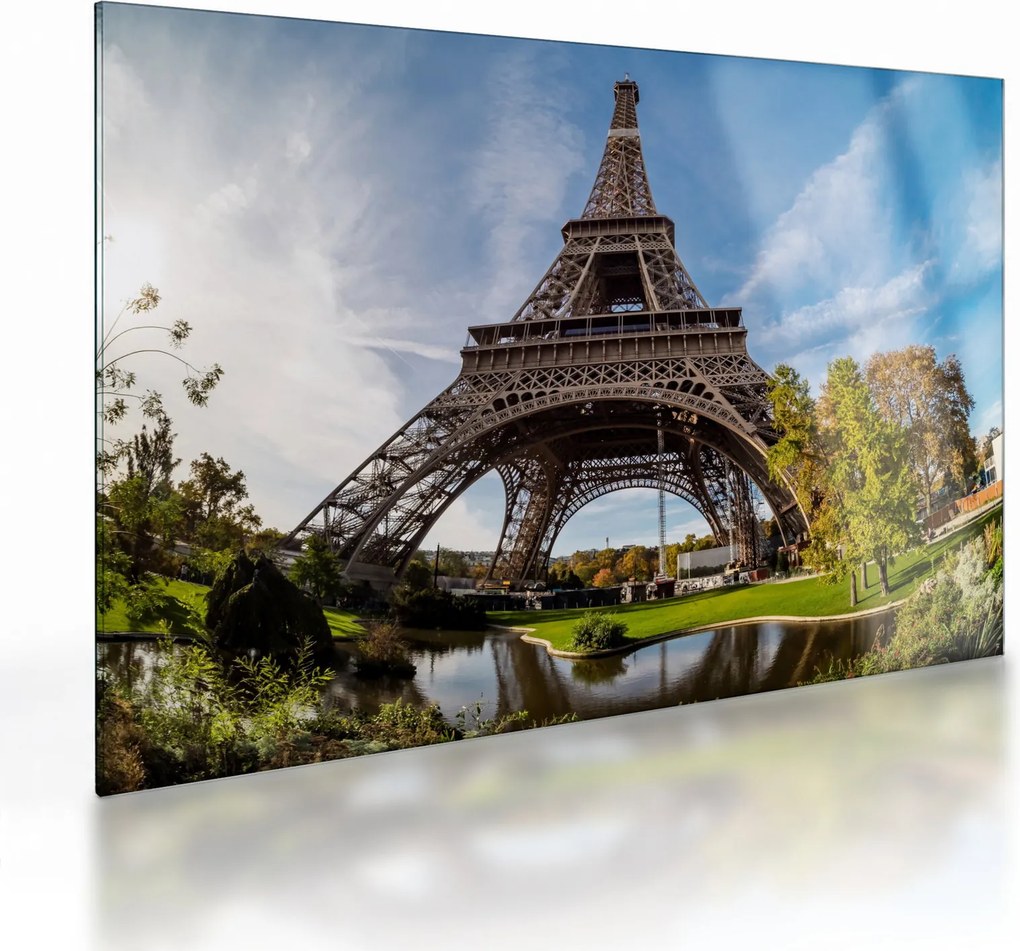 Tablou pe sticlă - Turnul Eiffel colorat (70x50 cm)