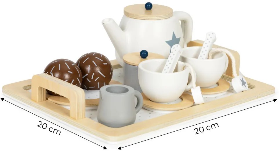 Set de ceai din lemn cu ceainic și cești 17 bucăți
