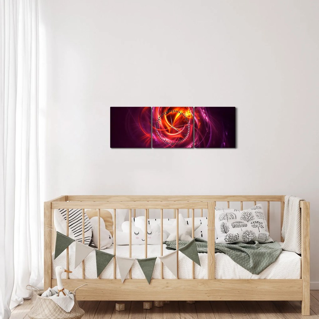 Tabloul cu abstracțiune modernă care luminează (cu ceas) (90x30 cm)