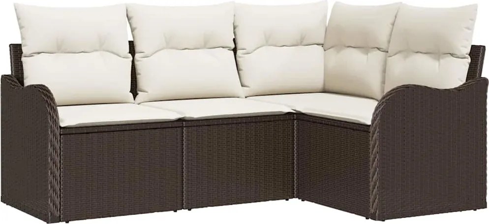 vidaXL Set de canapele pentru grădină 4 pcs Maro poliratan