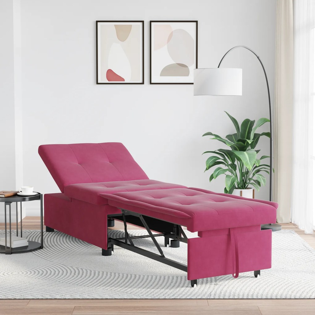 vidaXL Canapea extensibilă bordo 67 x 194 x 38 cm Catifea