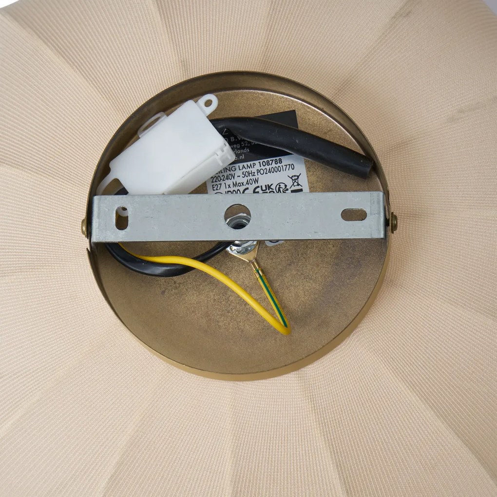 Plafonieră Japandi aurie cu abajur bej - Pluni