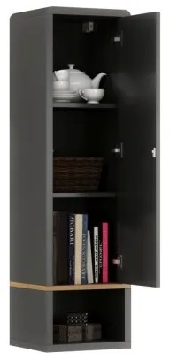 Dulap cu raft deschis FRED antracit/stejar artizan