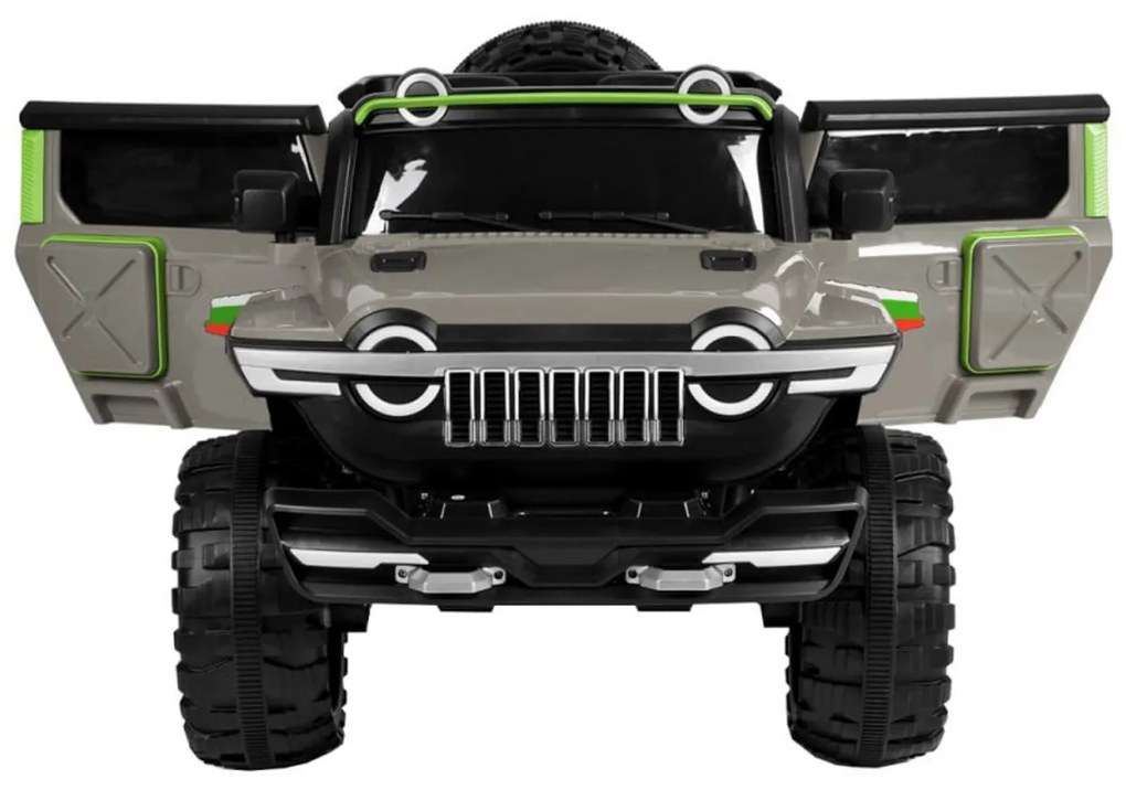 Masinuta Electrica cu acumulator pentru copii NOVOKIDS™ Thangra Jeep 4X4, 2 locuri, Max 30 kg, Cu faruri luminoase , 4 motoare, 3 Viteze, Lungime 140