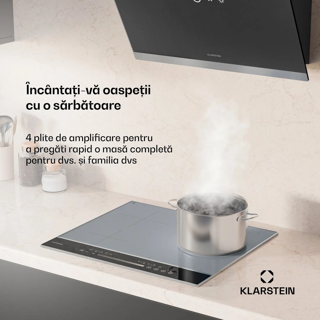 Klarstein DualTone Hybrid plită cu inducție, Zonă Flex, Afișaj LED, Control prin glisoare, 7200 W