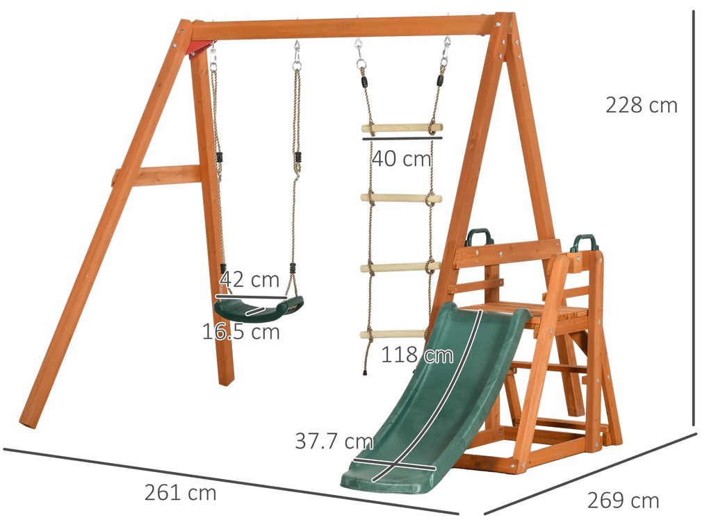 Outsunny Set 3 in 1 de leagan si tobogan, Set de leagan pentru co | Aosom Romania