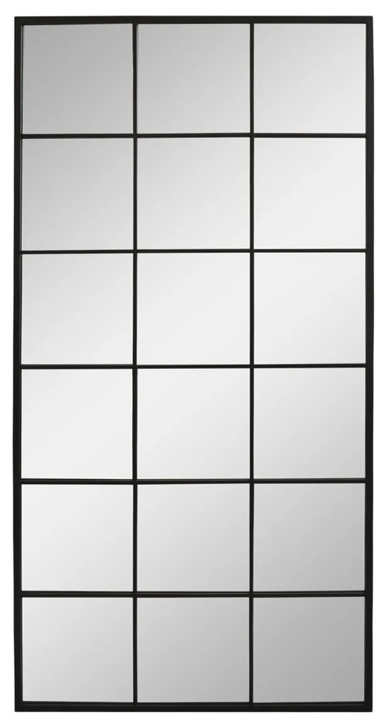 Oglindă mare de perete din metal, finisaj negru antichizat, Factory