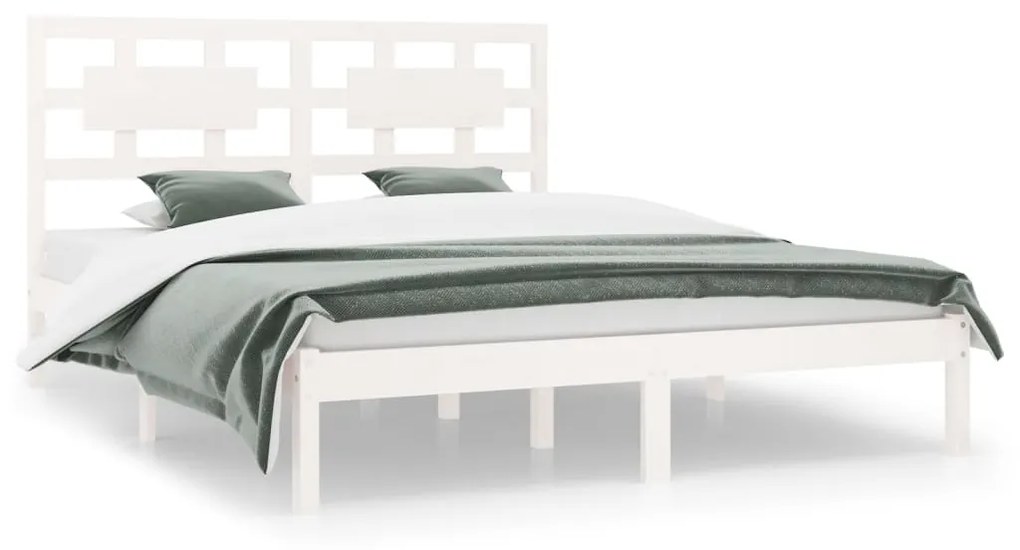 3107349 vidaXL Cadru de pat, alb, 120x200 cm, lemn masiv de pin