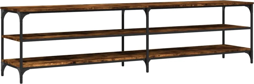 vidaXL Comodă TV, stejar fumuriu, 200x30x50 cm lemn prelucrat și metal