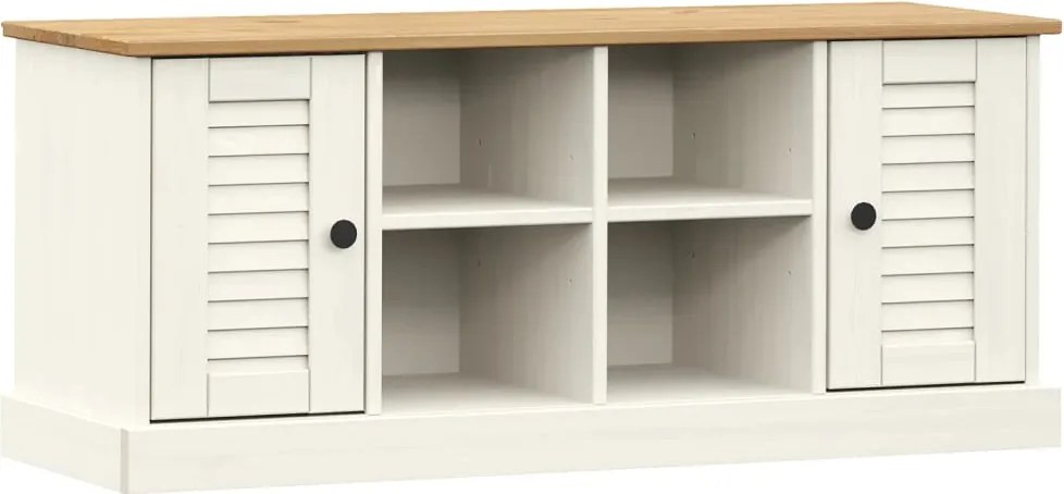 vidaXL Bancă de pantofi VIGO, alb, 106x35x45 cm, lemn masiv de pin
