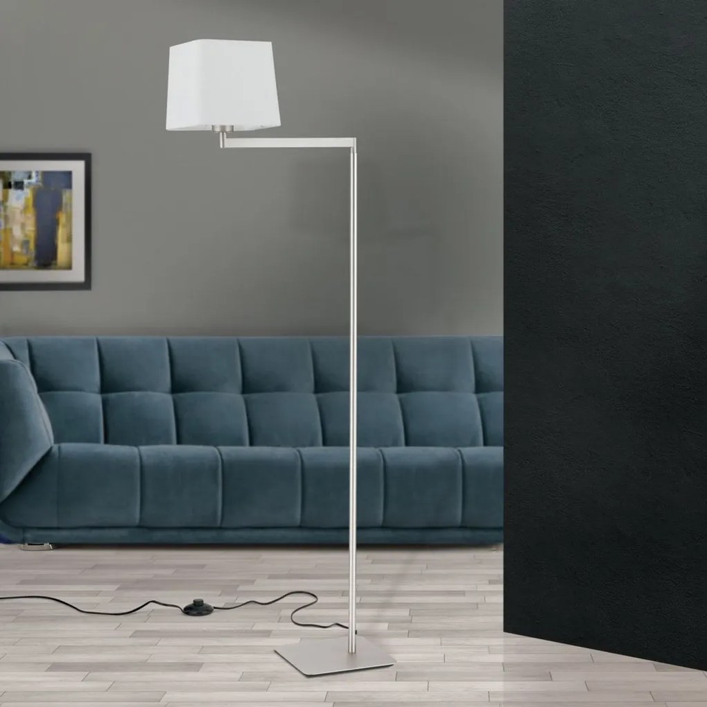 Lampadar/Lampa de podea pivotanta CARLTON nickel/alb