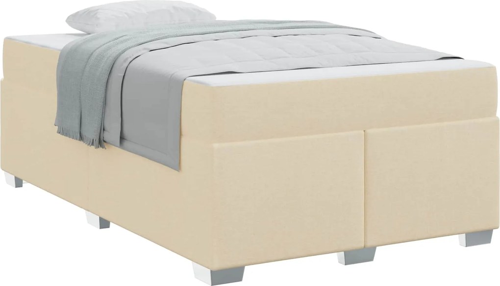 vidaXL Cadru de pat cu saltea Crem 120 x 190 cm țesătură