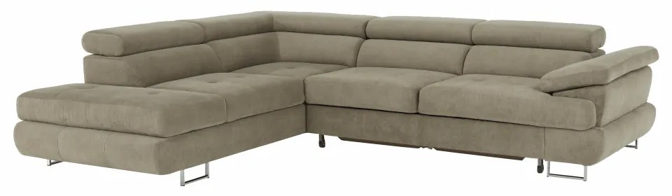 Colţar cu spaţiu de depozitare, maro deschis, material textil, stânga, BUTON R
