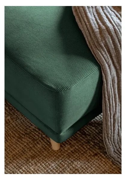 Colțar verde extensibil cu tapițerie din catifea reiată (colț variabil) Lazy Lukka – Miuform