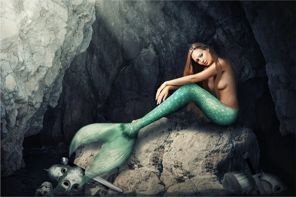 Tablou - Sirena pe stâncă (90x60 cm)