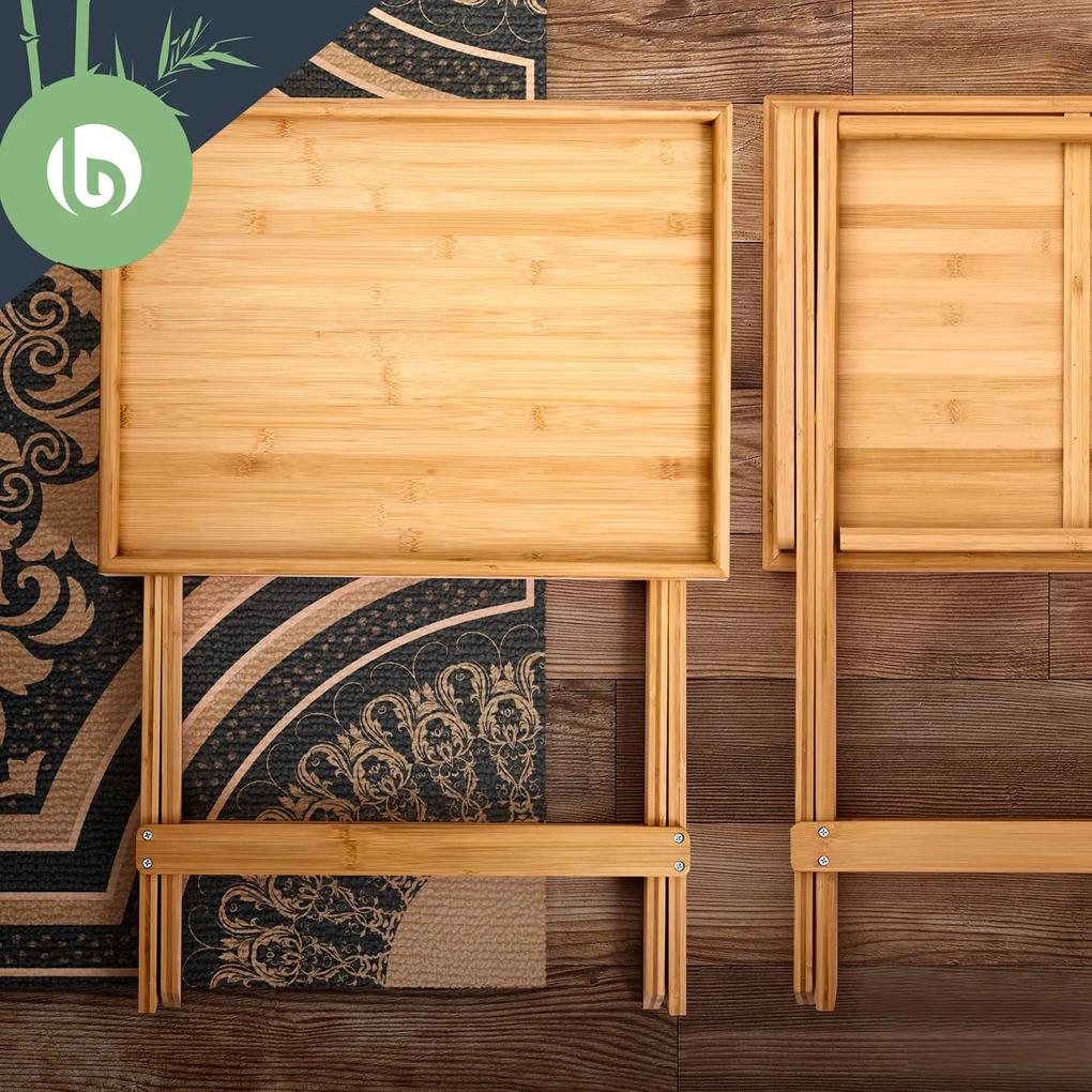 Masă de mic dejun la îndemână, ușoară, 50 × 66 × 38 cm, durabilă, din bambus