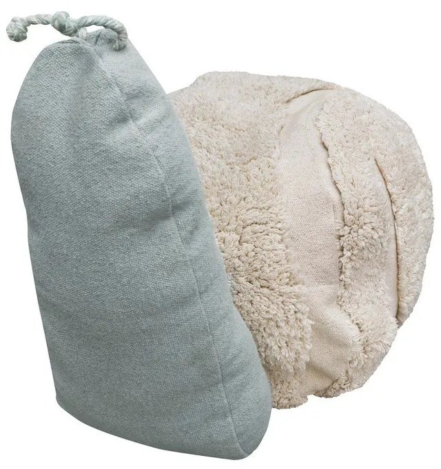 Fotoliu puf pentru copii verde deschis/crem Mr. Snail – Lorena Canals