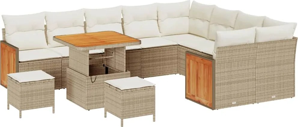 vidaXL Set de canapele pentru grădină 13 pcs Bej și crem poliratan