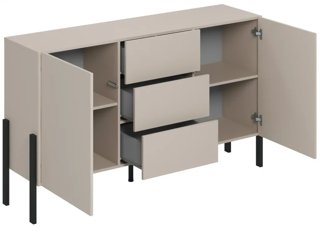 Comoda cu sertare Wezilo 154 cm - cașmir / negru Picioare