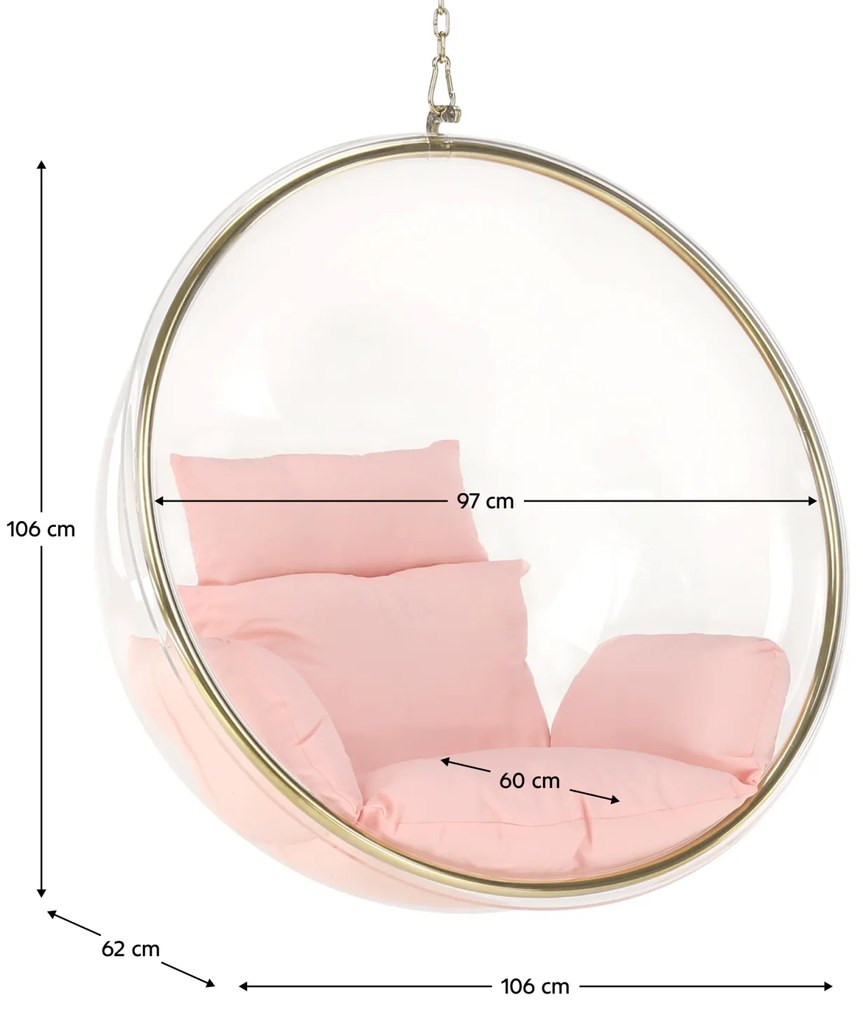 Scaun suspendat, transparent  auriu  roz, BUBBLE NEW TIP 1