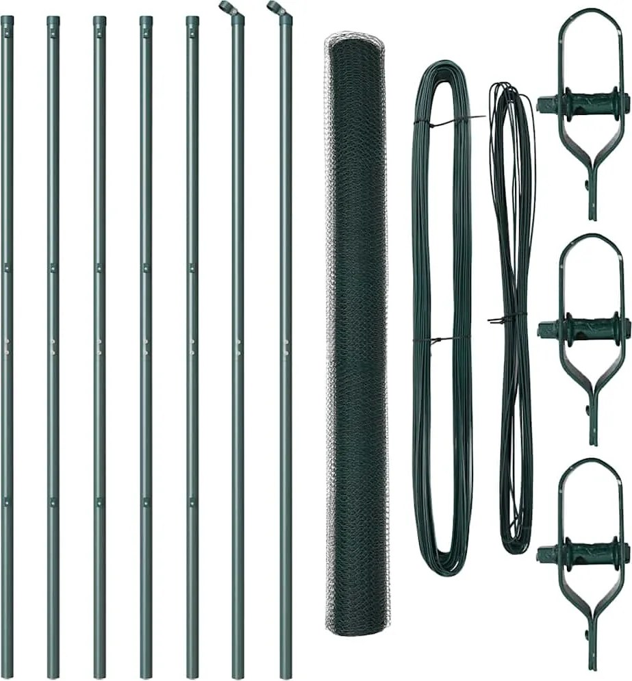 vidaXL Stâlp de gard. Verde 10 x 1,5 m (plasă de 13 mm) Oțel și PVC