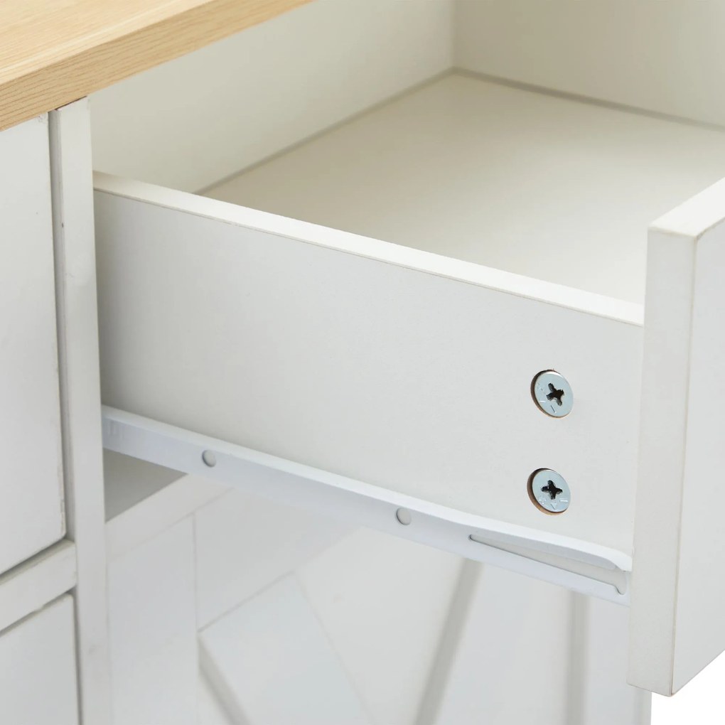 Bufet modern în design scandinav-industrial, cu 3 sertare și 4 uși, 160x37x75 cm, Alb