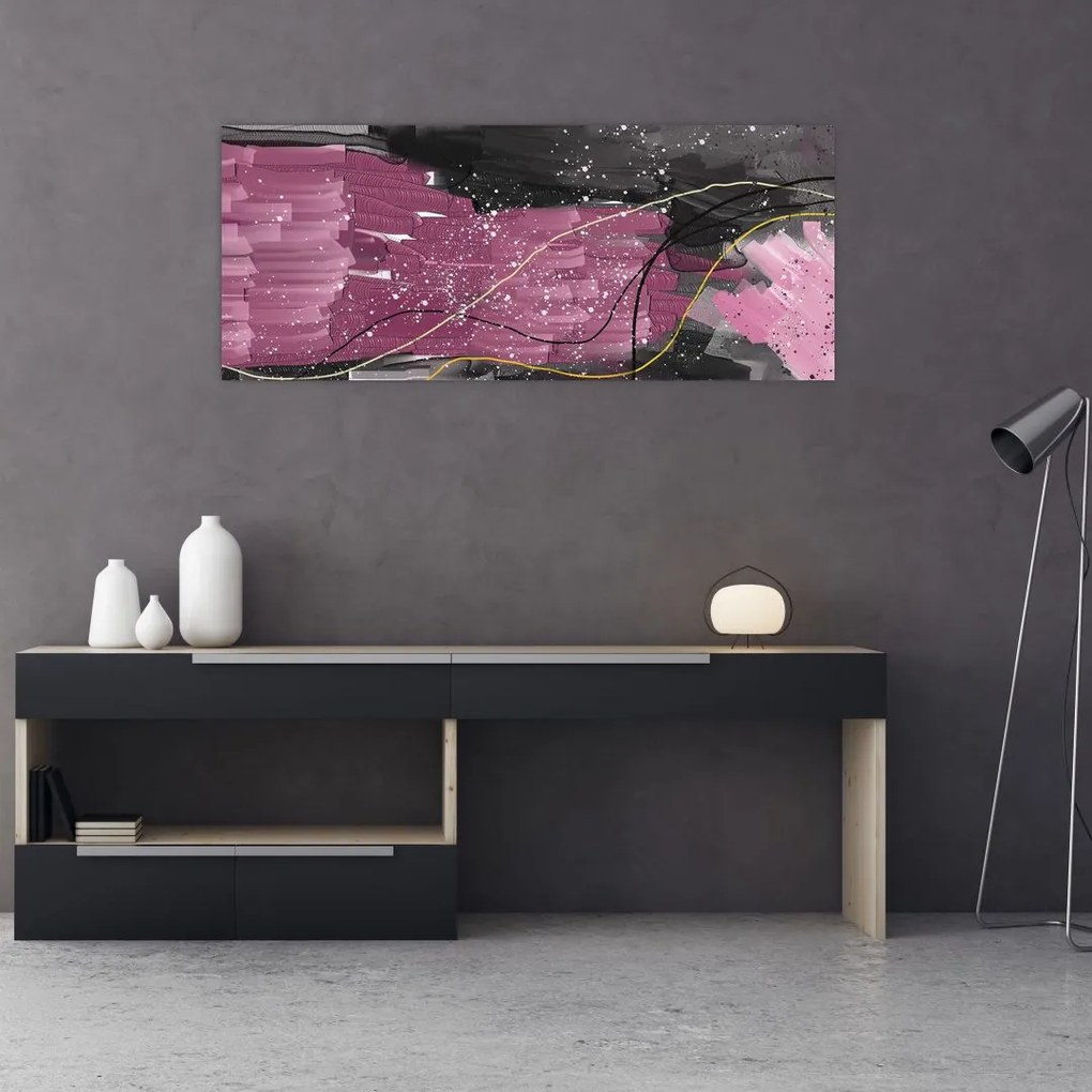 Tablou - Abstracție roz-roșu (120x50 cm)