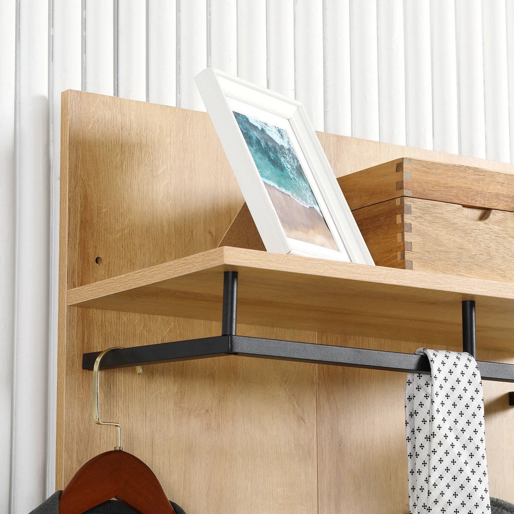 HOMCOM Entryway Organizer with Shoe Bench, Shoe Rack, Hall Tree with 4 Hooks, Coat Rack for Hallway, White and Natural | Aosom Romania