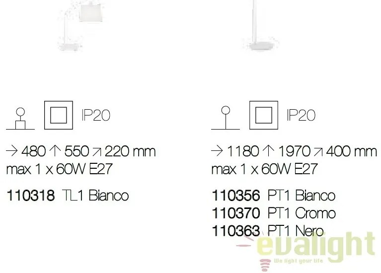 Lampadar, lampa de podea DADDY PT1 BIANCO 110356