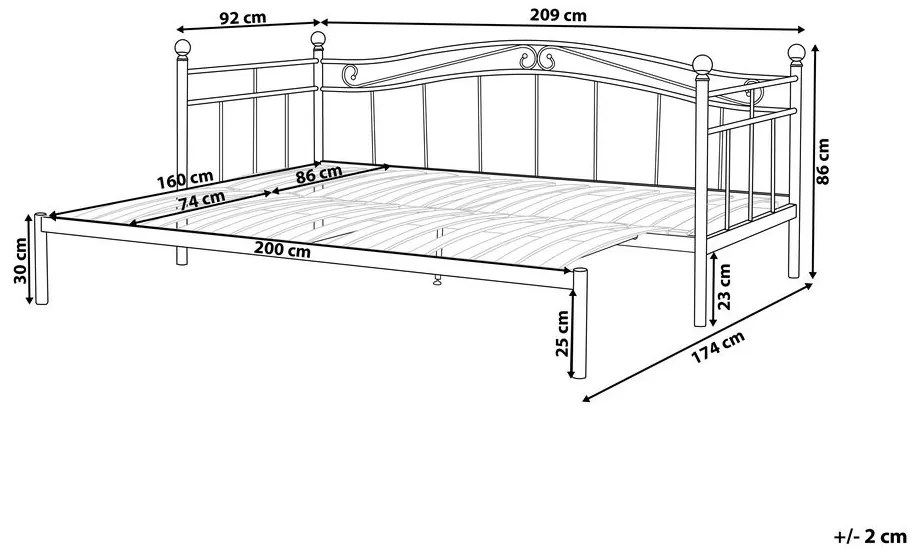 Pat extensibil 80 cm TULO (negru) (cu somieră). 1022656