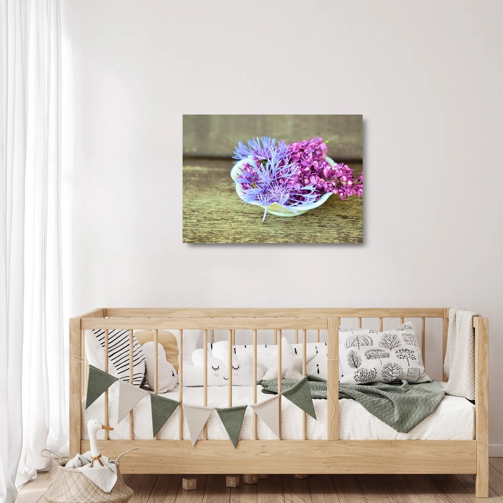 Tablou pe sticlă - plantă violetă (70x50 cm)